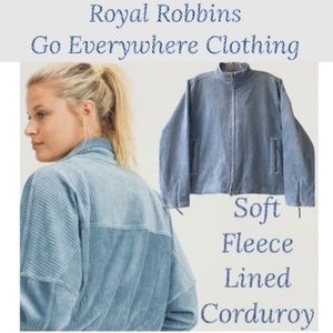 Soft Corduroy Lined Warm Outdoor Travel Utility Trucker Jacket Blue Size Large